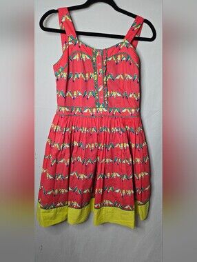 Johnnie B (Boden) Coral Parrot Print Tropical Beach Summer Sundress Girls 13-14